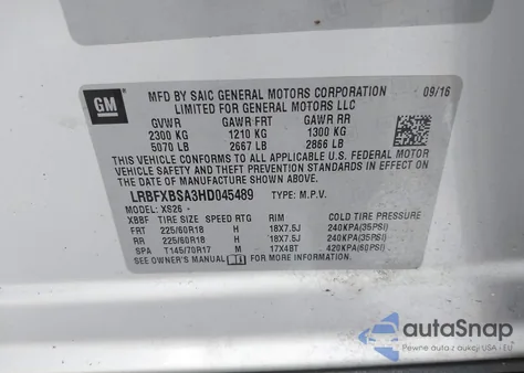 2017 Buick Envision Essence z USA, uszkodzony, nr VIN LRBFXBSA3HD045489